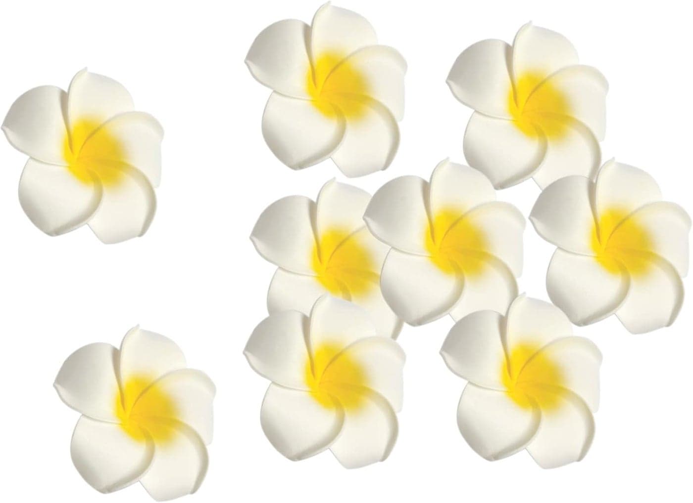 100 Pcs 24 Inch White Artificial Plumeria Rubra Hawaiian Flower Petals Hair Hat Wreath Floral Premium Hawaiian Foam Frangipani Flowers for DIY Home Beach Wedding Party Decoration