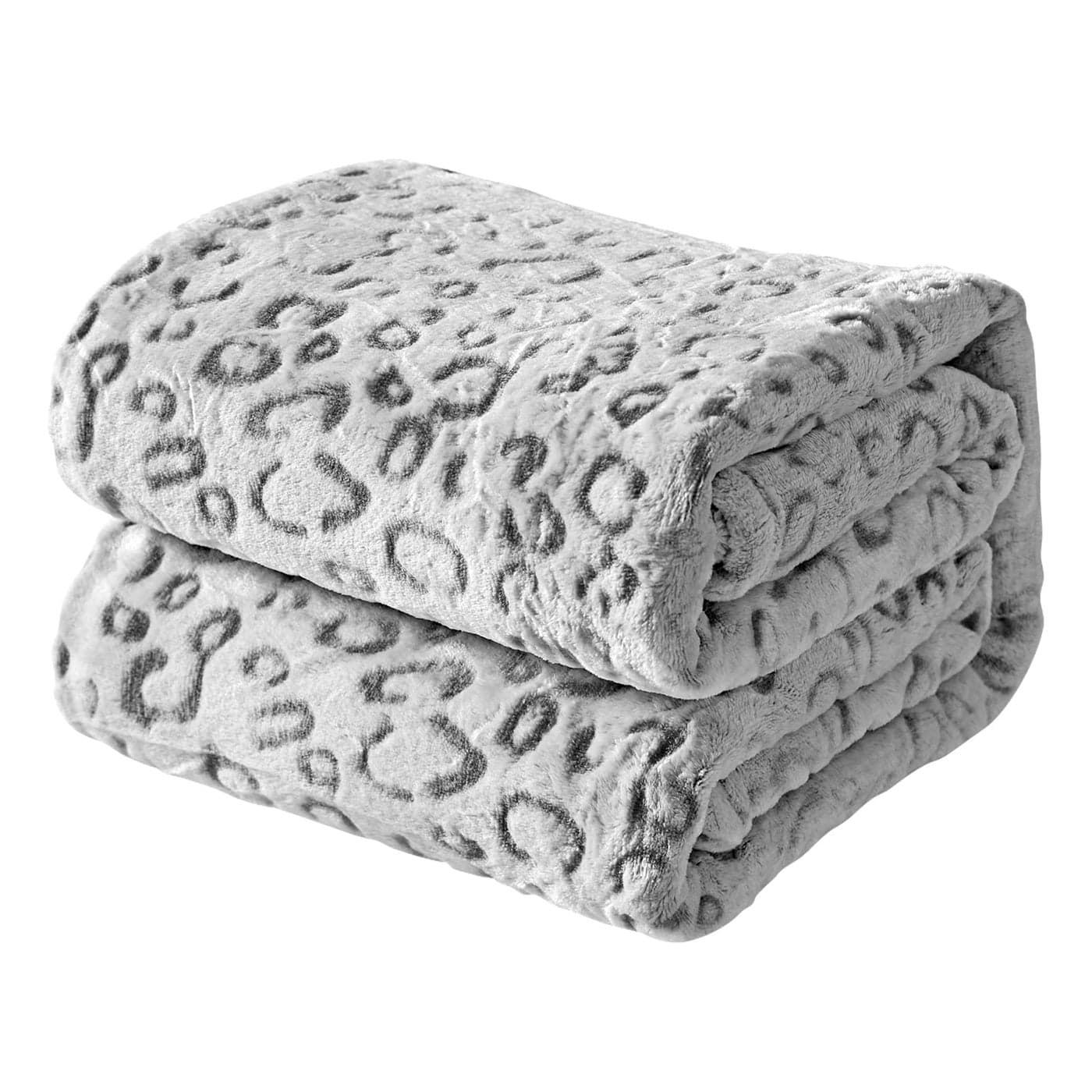 FY FIBER HOUSE Flannel Fleece Throw Blanket Lightweight Cozy Plush Microfiber Bedspreads for Adults90X108Grey Leopard
