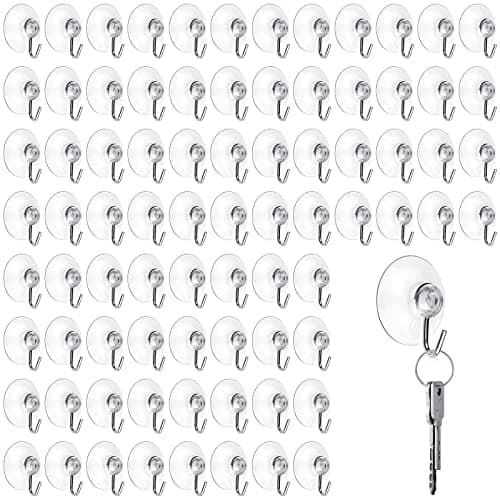 Mudder Suction Cup Hooks Wall Clear Suction Cups with Metal Hooks Window Hangers for Glass Wall Towel Hangers Supplies Bathroom Glass Kitchen Decorations3 lbs50 Pieces45 mm