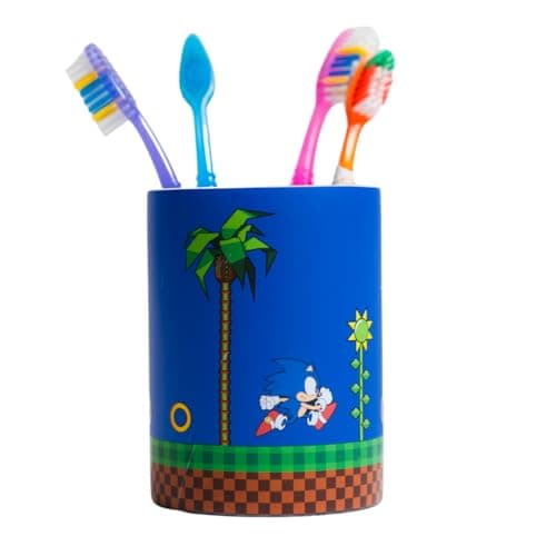 Sega Sonic The Hedgehog Gamer Kids Toothbrush Holder - Makeup Brushes/Pens Tumbler, (Officially Licensed Product) By Franco Collectibles