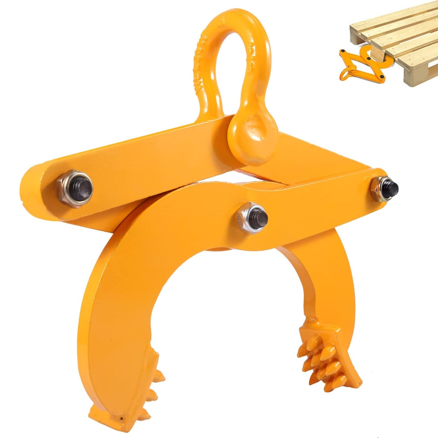 Pallet Puller Clamp 1T2204LBS Pallet Jack Puller Steel Single Scissor Hook Puller 5 Inch Jaw Opening Pallet Grabber Heavy Duty Forklift Material Handling Stump Puller Pulling Hoisting WoodYellow