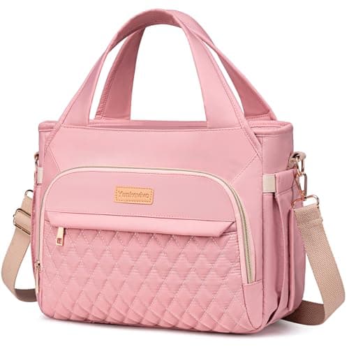 Yunkevivo Lunch Bag Lunch Box Women - Insulated Lunch Tote Bag for Women Men, Leakproof Large Womens Lunch Bags for Work, Lunch Cooler Bag for Adult with Side Pocket for Picnic, Hiking, Beach (Pink)