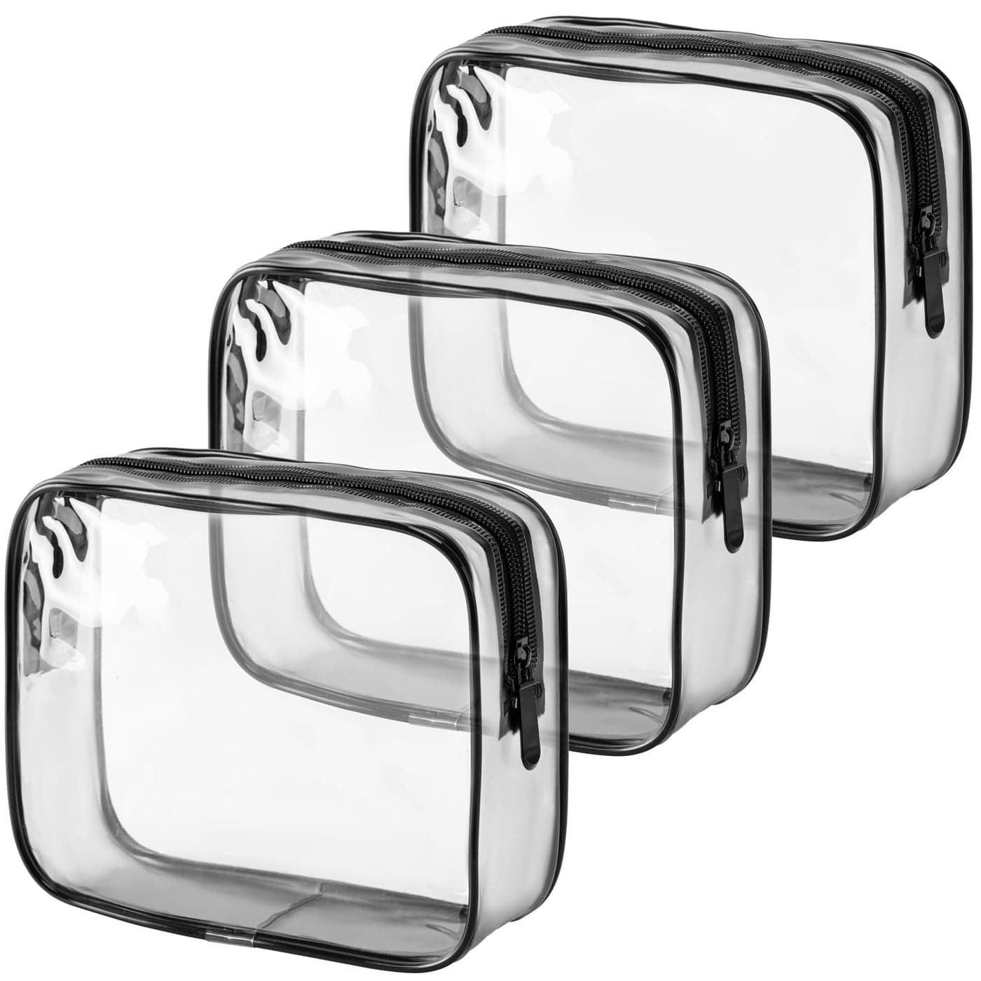 MODENGKONGJIAN TSA Approved Toiletry Bag 3 Pcs Clear Toiletries Bags Quart Size Travel Makeup Cosmetic Bag for Women Men Carry on Airport Airline Compliant Bag Matte black
