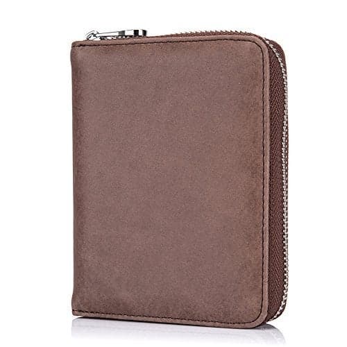 boshiho RFID Blocking 24 Slot Credit Card Holder Wallet Real Leather Multi Card Organizer Wallet with Zipper (coffee)