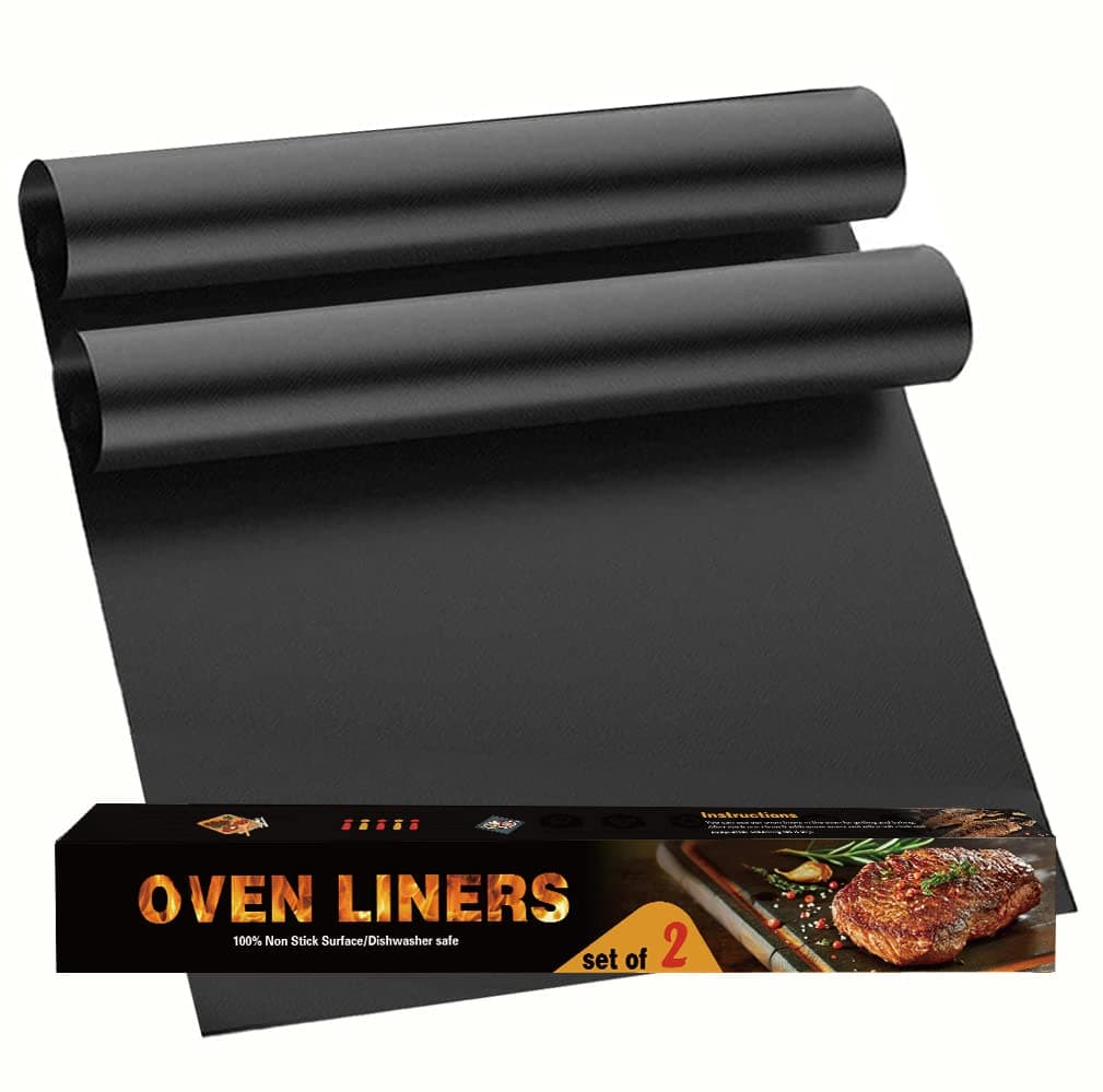 Oven Liners for Bottom of Oven 2 Pack Large Thick Heavy Duty 100 Nonstick Reusable Teflon Oven Mat 17x25 Baking Mat for Electric Gas Toaster Ovens GrillsKitchen Friendly Cooking Accessory