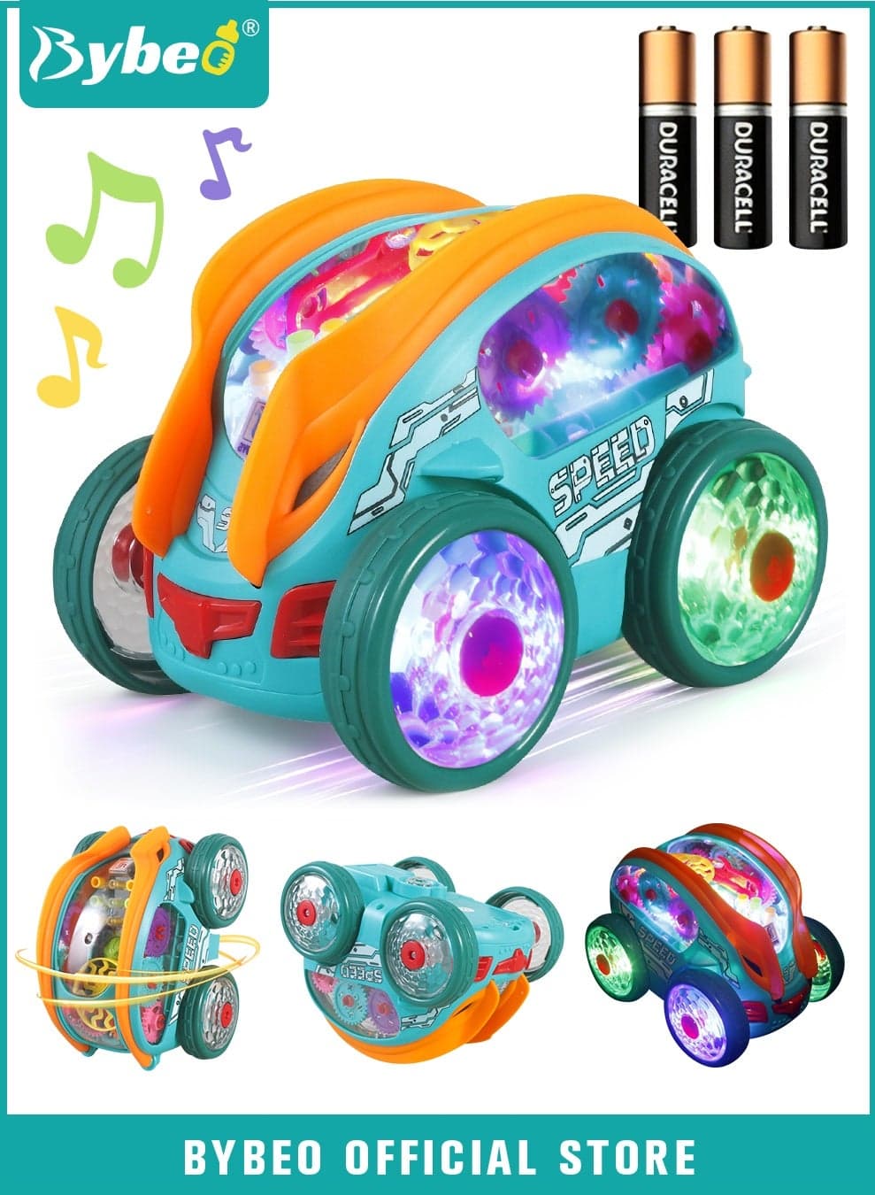 Kids Car Toys, Alloy Race Cars, Flip Vehicles Toys, 360° Rotating Stunt Cars with Music and Light, Baby Crawling Toys, Best Birthday Gift for Toddlers and Kids 3 Years+