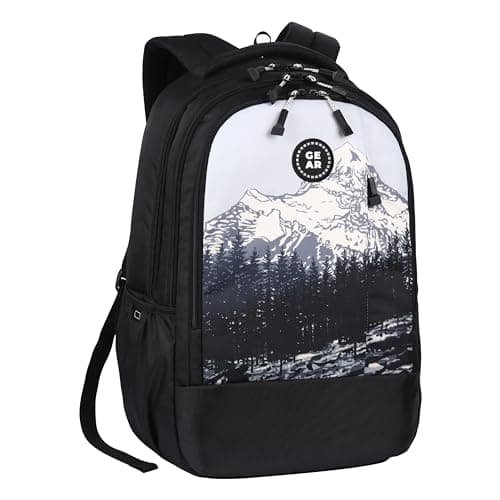 Gear Alpine 19"/39L Large Water Resistant School Bag/Casual 4 Compartment Backpack/Daypack/Travel 4 Compartment Backpack/Kids Bag for Boys/Girls (Black-Grey)