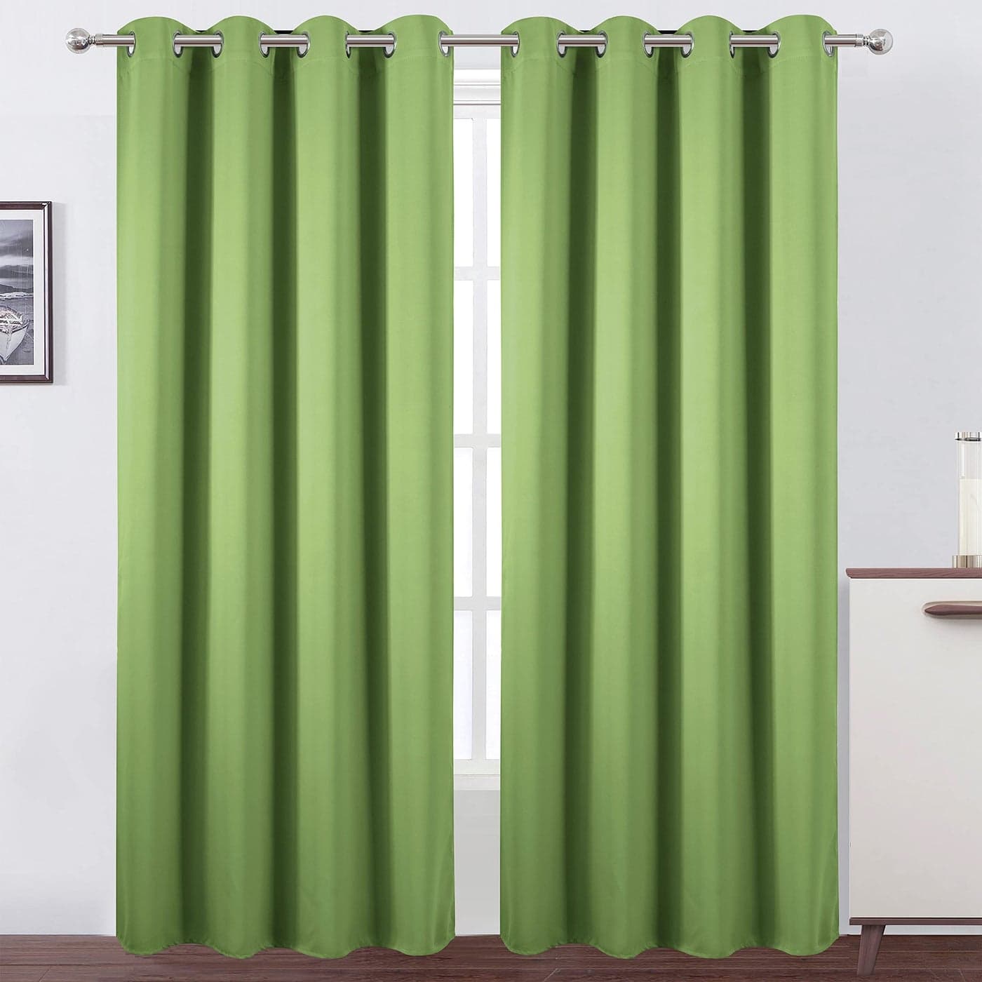 LEMOMO Light Green Thermal Blackout Curtains52 x 108 InchSet of 2 Panels Room Darkening Curtains for Bedroom