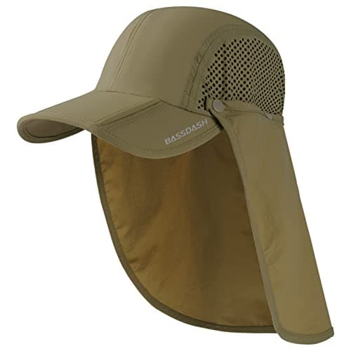 BASSDASH UPF 50+ Foldable Fishing Hat Baseball Cap with Removable Neck Flap Portable for Men Women Golf Hiking