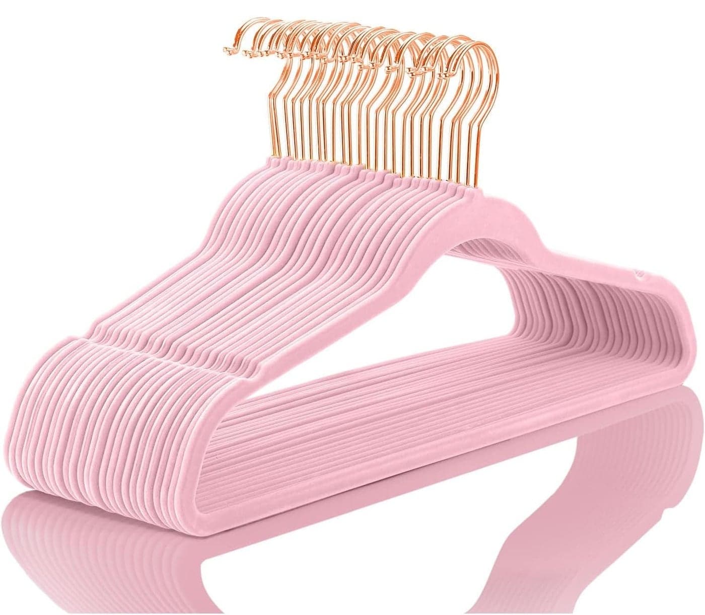 ANH MART Velvet Hangers Non-Slip – Ultra-Thin, Felt-Coated Suit | Aesthetic Clothes Hangers with Precision Notches for Space-Saving Closet Storage (Pink) (20 Pack)
