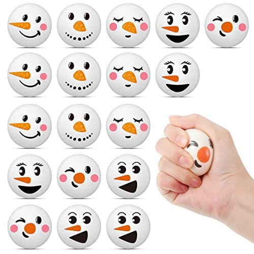 Cindeer Christmas Stress Balls Christmas Toys Snowmen Stress Ball Pu Squeeze Ball Stress Relief Gift Stocking Stuffers for Adult Kid Novelty PreKindergarten Toy for Party Ornament 3 Styles 24 Pcs