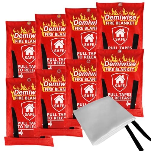 Demiwise Fire Blankets for Home and Kitchen,8-Pack 40"x40" Emergency Fire Safety Blankets for People House Car Office Warehouse Emergency Survival Safety