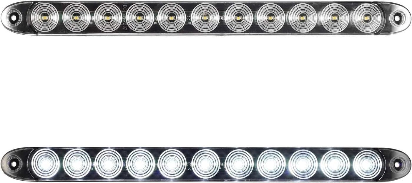Partsam Waterproof 2pcs 15" Inch Clear Lens White Sealed 11 LED Flange Mount Trailer Truck Light Bars