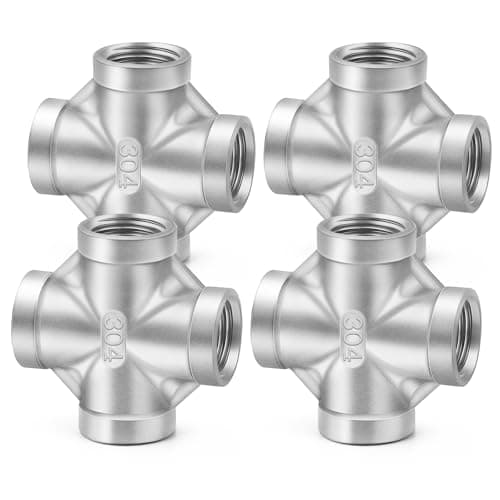 ChillWaves 304 Stainless Steel Pipe Fitting 4 Way Cross 34 x 34 x 34 x 34 NPT Female Thread Adapter4PACK