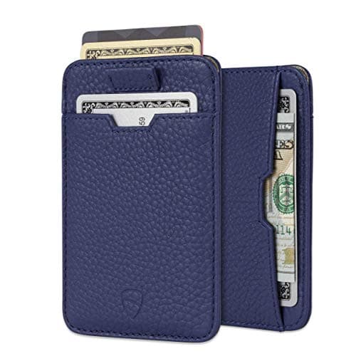 Vaultskin CHELSEA Mens RFID Blocking Slim Leather Card Wallet Minimalist Front Pocket Cardholder in Matt Blue