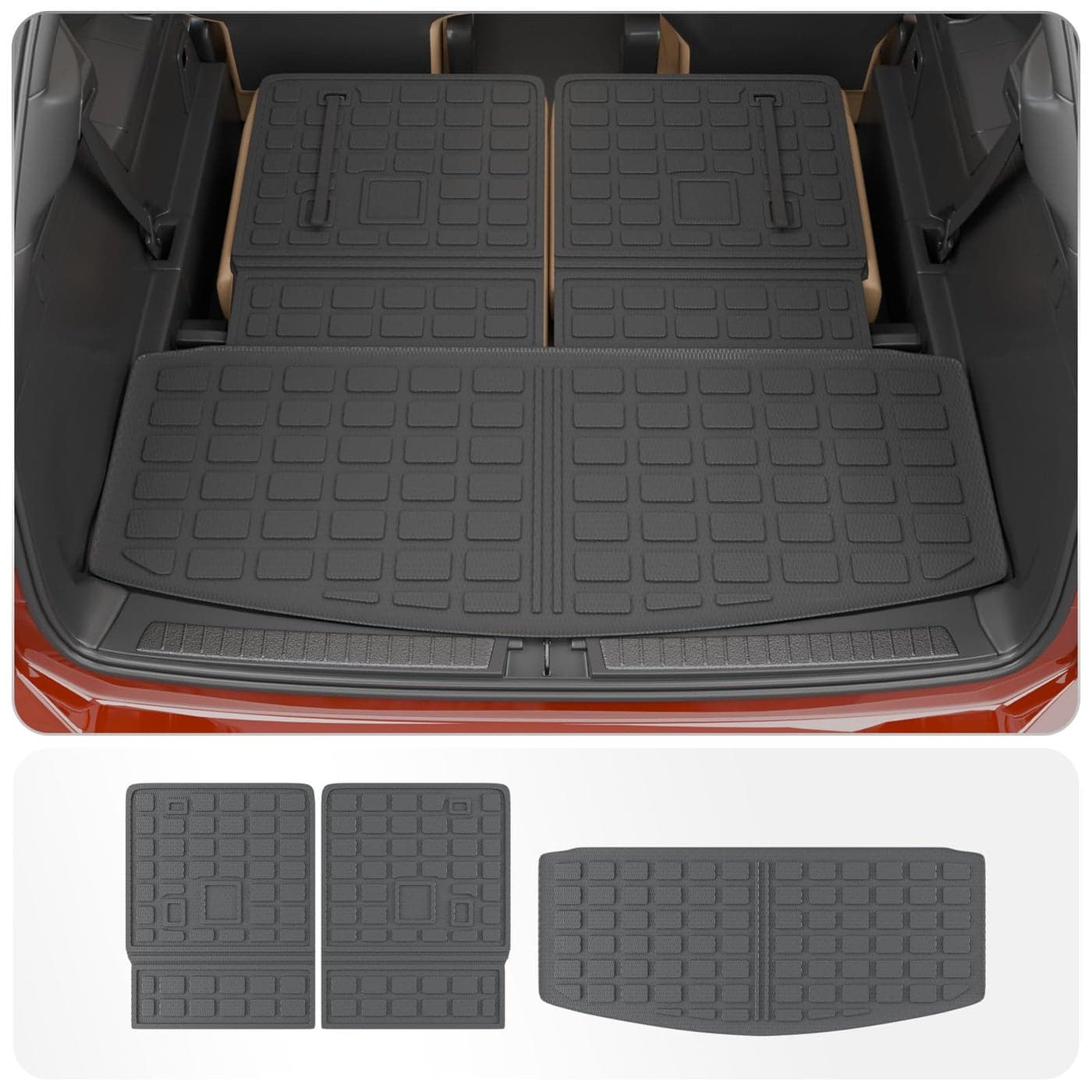 Thinzyou Cargo Mat Compatible with 20202025 Ford Explorer Trunk Mat Cargo Liner Seat Back Cover Protector TPE All Weather Trunk Liners 2024 Explorer Accessories Trunk Mat Backrest Mats
