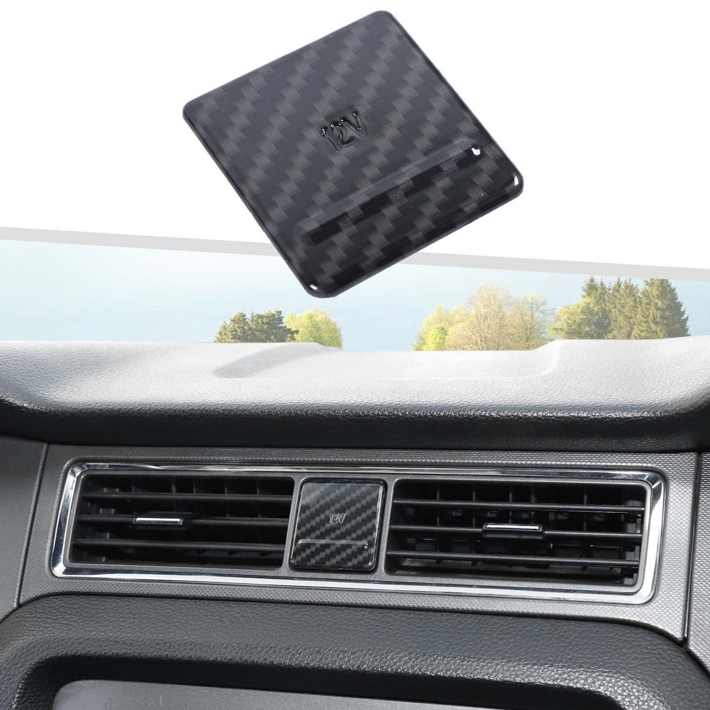 Jimen Compatible with Ford Mustang 20102014 Car Cigarette Lighter Cover Trim Frame Carbon Fiber