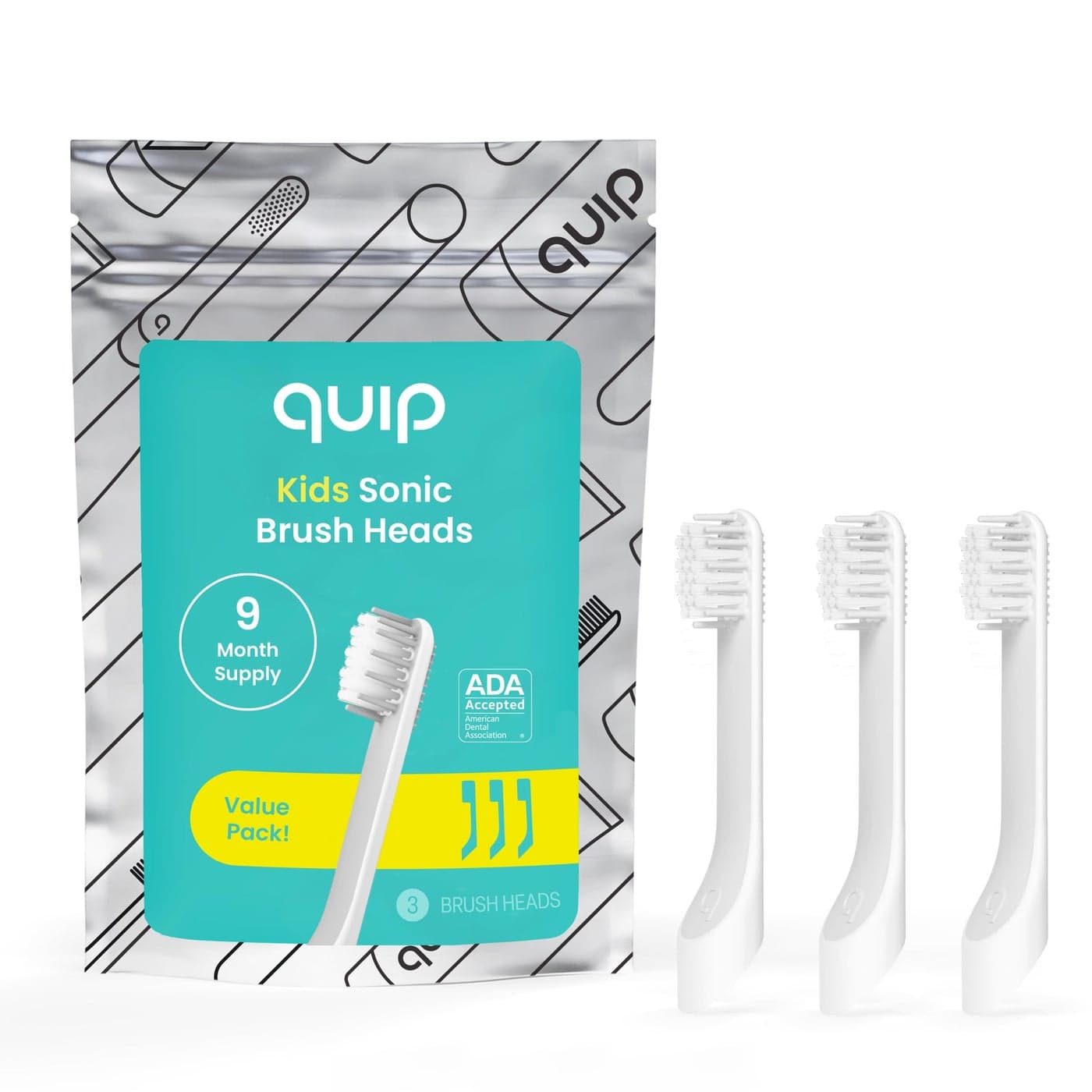 quip Sonic Toothbrush Replacement Heads for Kids 3 Pack Verified quip Small Brush Head Refills for Electric Toothbrushes Soft Bristles Compact Flexible Last 3 Months Each