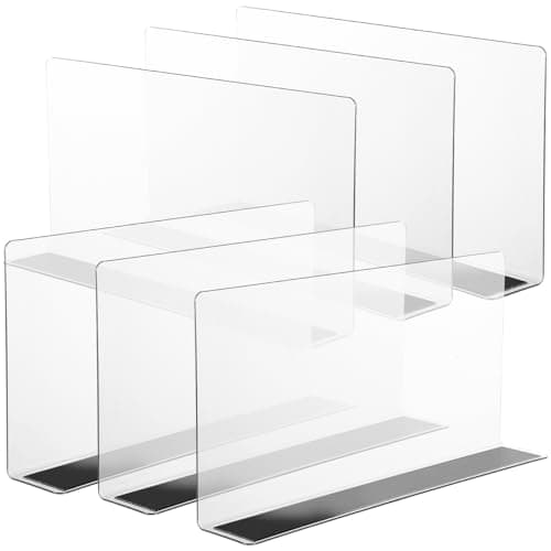 Baluue 6 Pack Clear Magnetic Shelf Dividers PVC Plastic L Shaped Separators 12cm Tall Shelf Divider for Wire Shelving Closet Organization Retail Display Rack Cabinet Goods Bins