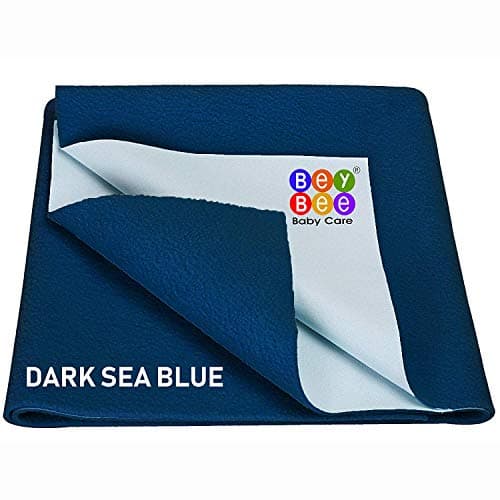 BeyBee Cotton Dry Sheet (Medium (100cm X 70cm), Dark Sea Blue)