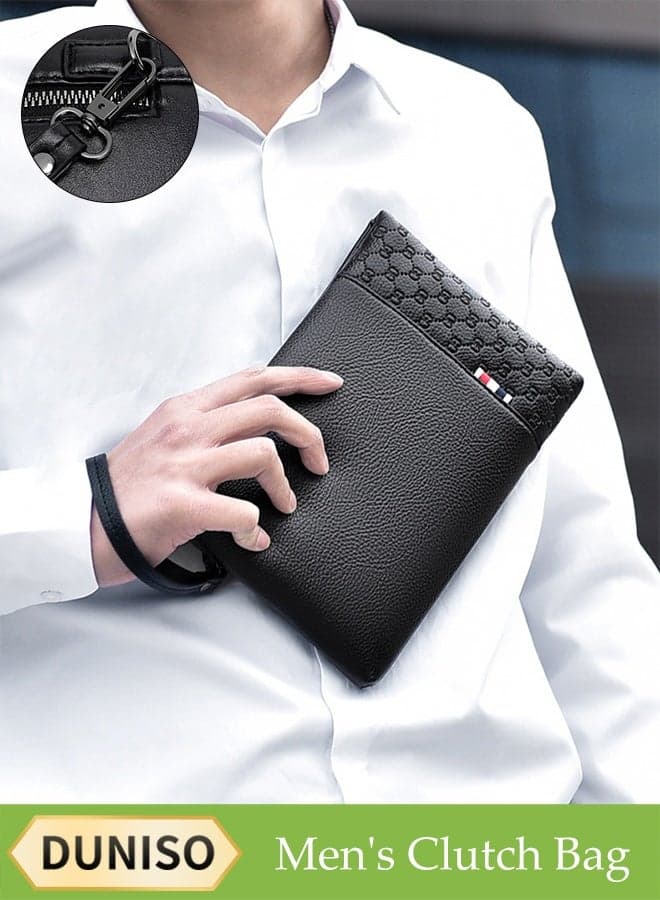 Men's Clutch Bag, Clutch Envelope Bag, Fashionable Youth Bag Trendy Lychee Pattern, Storage Wrist Bag, Wallet, Suitable For Daily Travel, Work