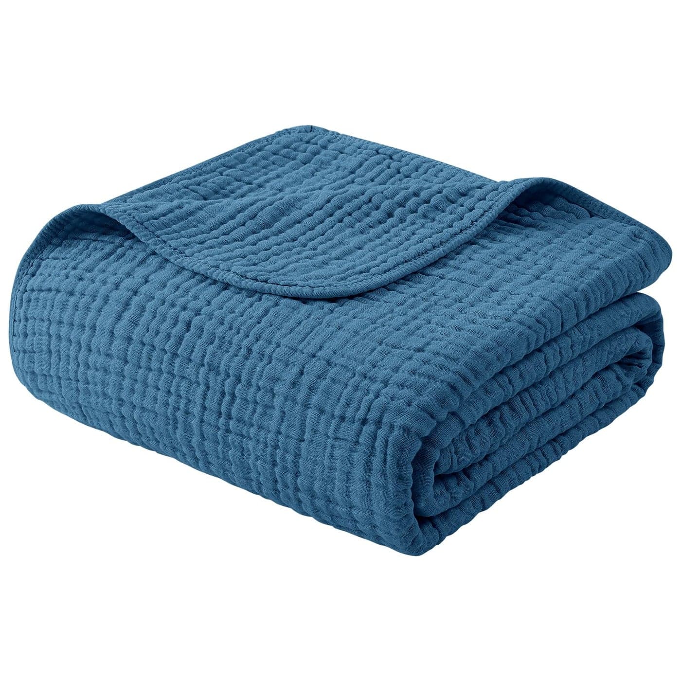 Yoofoss Muslin Blanket 100 Organic Cotton Large Twin Size 60 x 80 for Bed Couch Summer Gauze Blanket for Adults Lightweight and Breathable Dark Blue