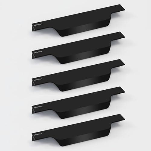 Plantex Profile Handle for Kitchen Cabinet/6 Inch Aluminium Drawer Profile Handle/Wardrobe Pull Handle for Home/Office/Hotel - Pack of 5 (Black)