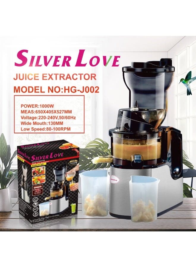 Silver Love Advanced Slow Juicer 80-100RPM Technology for Smooth Fresh Juice with Maximum Natural Flavor