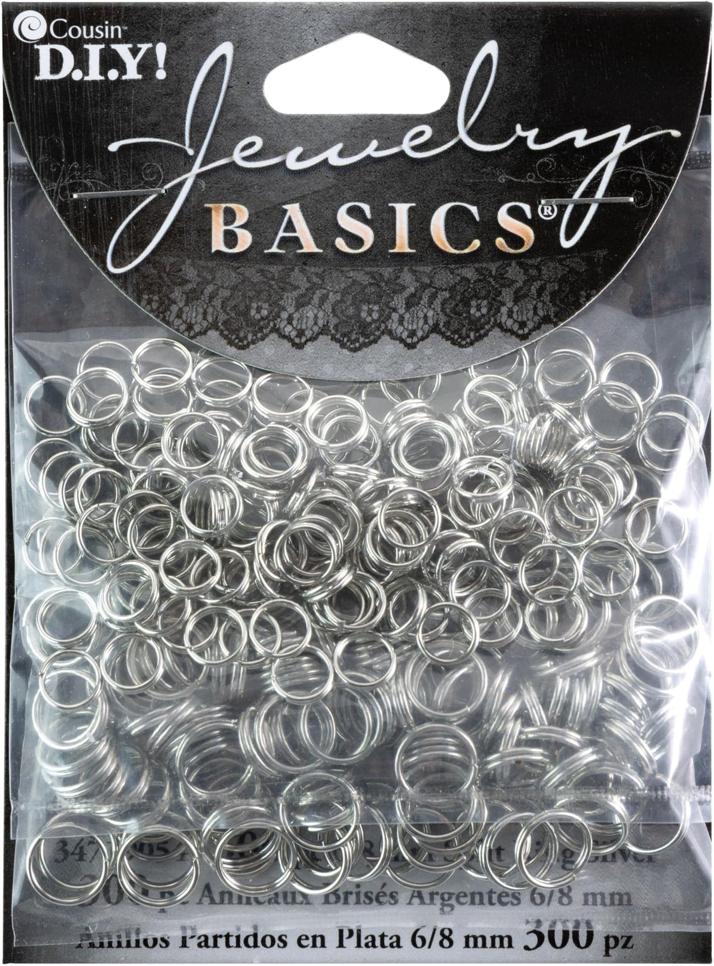 Cousin Jewelry Basics 6/8mm Split Ring, Silver, 300-Piece