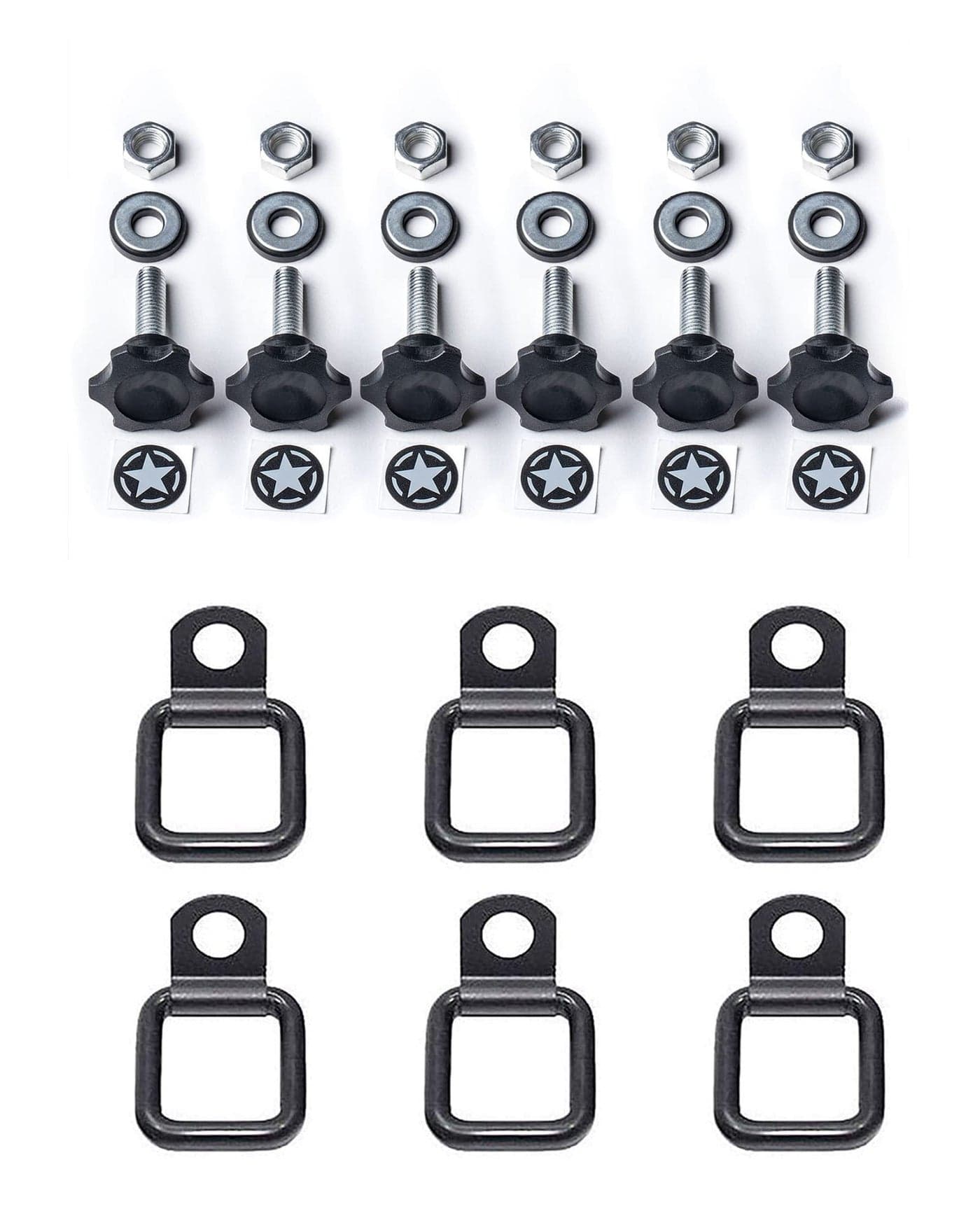 GPCA GP Star Thumb Screws and DRings Set EasytoInstall M8 Bolt Tie Downs for Quick Cargo Cover Installation Jeep Wrangler Accessories for 4xe JL JT JK and More Patented 6 Packs