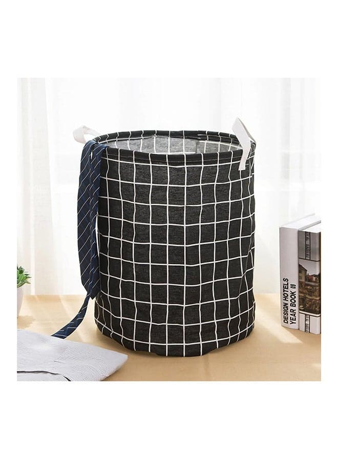Foldable Fabric Laundry Basket in Black and White Measuring 41 by 41 by 35 Centimeters