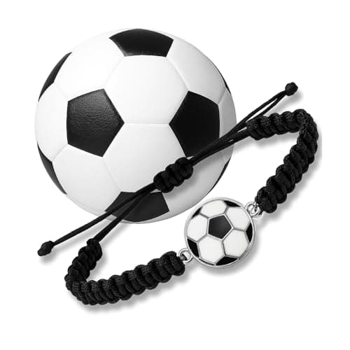 Soccer Bracelet Adjustable Unisex Black and White Paracord Design - Soccer Jewelry, Player and Team Gifts, and Accessories