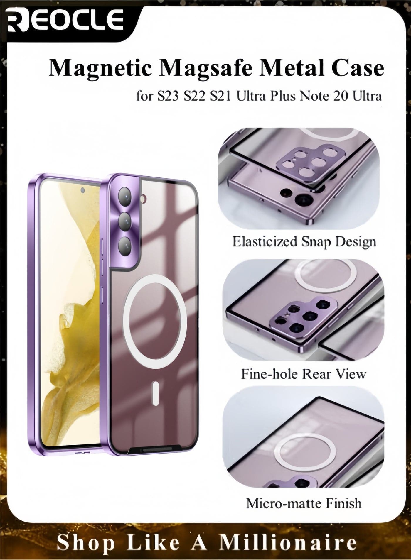 Samsung S23 Ultra Case with Yellowing Resistant Protection Magnetic Magsafe Metal Case for Samsung Galaxy S23 S22 S21 Ultra Plus Note 20 Ultra