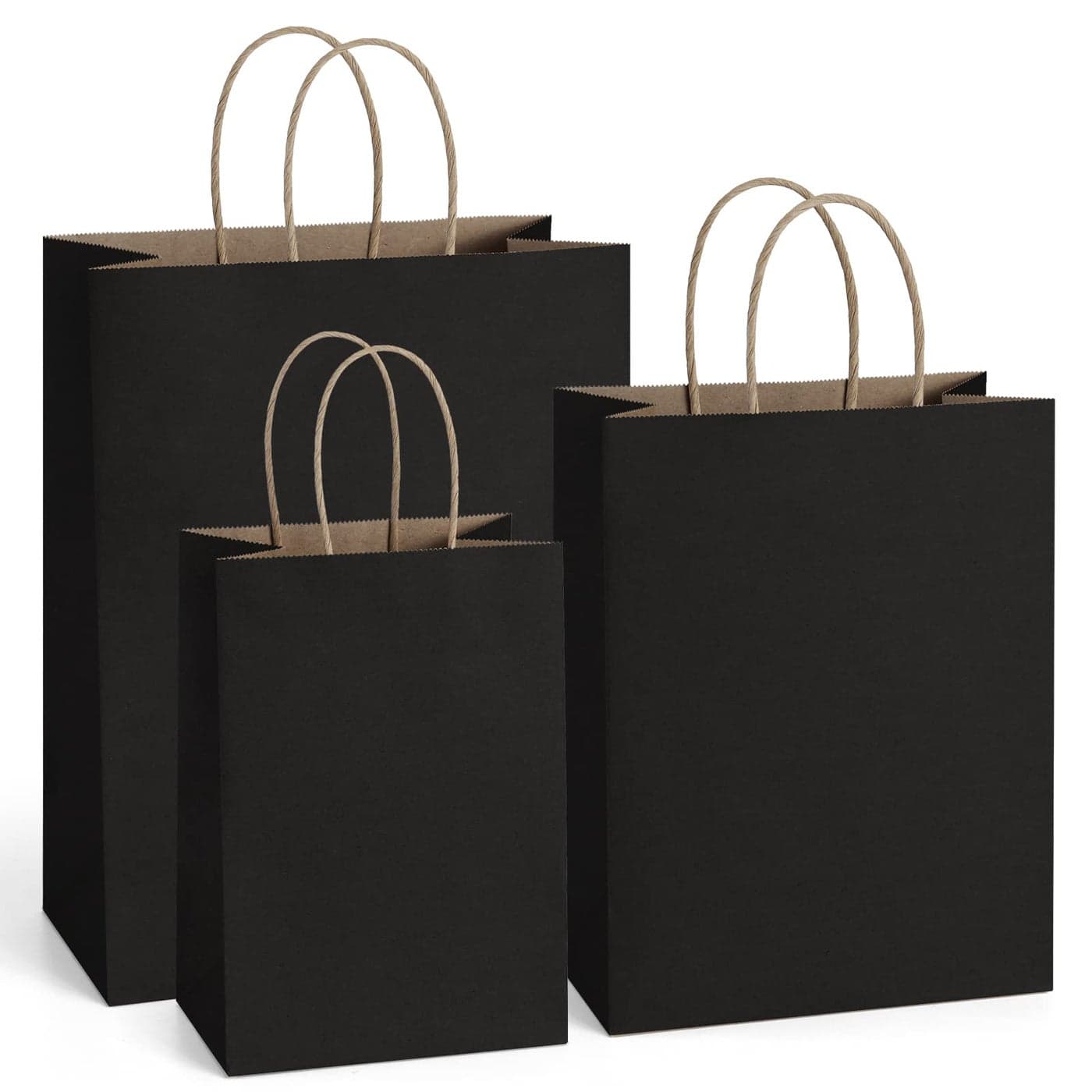 BagDream Kraft Paper Bags 5x3x8 8x425x10 10x5x13 25 Pcs Each Gift Bags With Handles Craft Merchandise Sacks 100 Recycled Paper Black