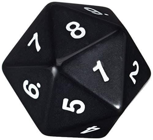 55mm Jumbo D20 Opaque Black with White Numbers