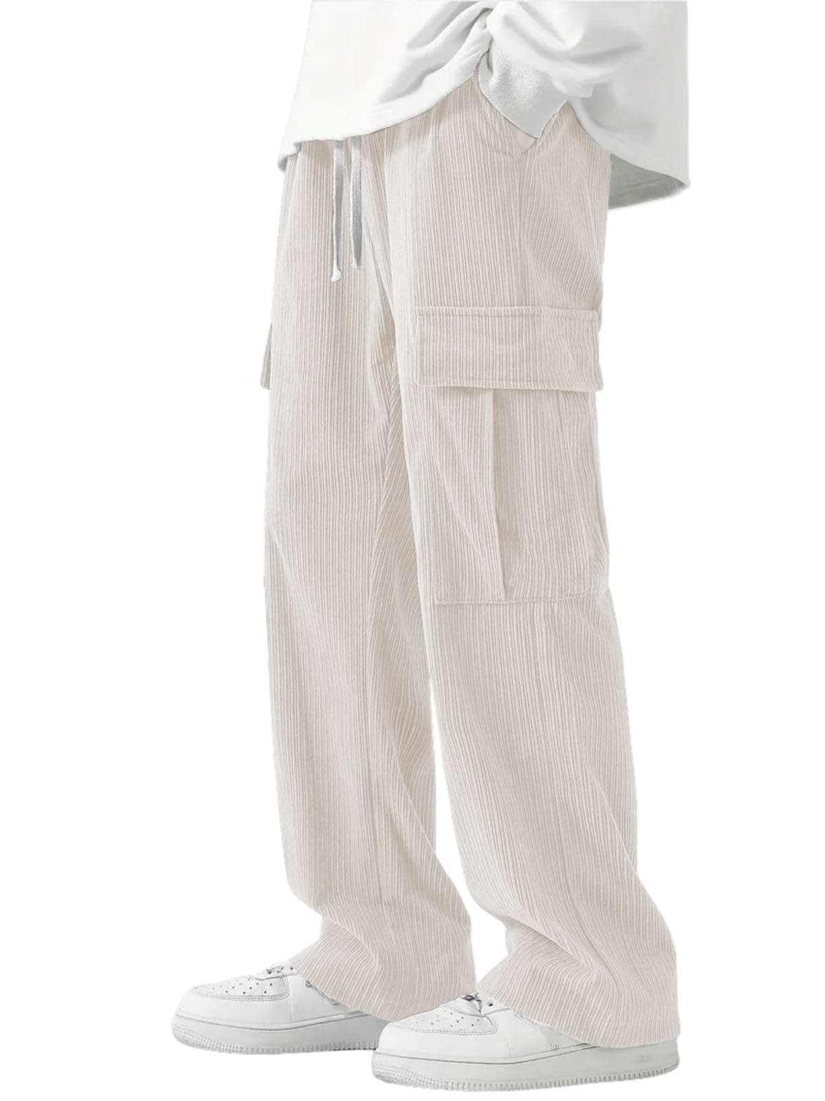 Greciilooks Cargo Joggers for Men – Cotton Loose Fit Utility Pants with 6 Pockets | Durable Outdoor & Hiking Trousers Cream