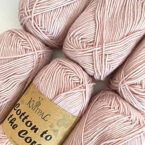 Cotton to The Core Cotton Yarn for Crocheting 6Pack 852 Yds 300G Free Patterns Beginners Friendly Soft Baby Yarn for Knitting 3 DK Light Worsted Weight Baby Pink