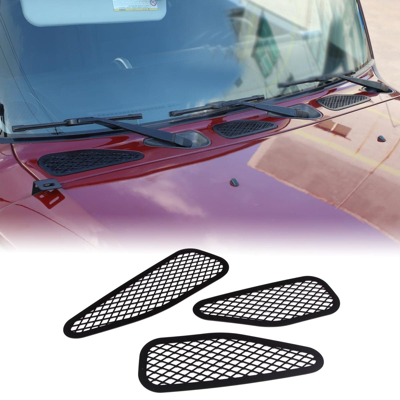 Aunginsy Car Front Hood Air Vent Cover Trim Compatible with Toyota FJ Cruiser 20072021 Car Front Engine Hood Vent Outlet Protection Mesh Exhaust Port Decoration Net Aluminum Exterior Accessories