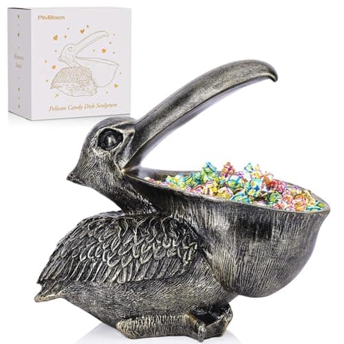 PlivBloom Pelican Key Holder Statues,Fun Animal Hippo Candy Dish,Candy Dish for Office Desk Unique,Modern Key Holder for Pelican Figurine,Suitability Desk bowl and Entry Table Decor Items (Bronze)