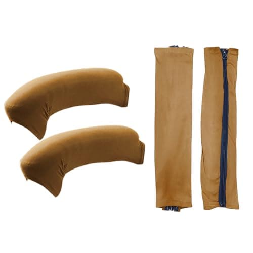 HOKIPO 'SereneSolids' 140 GSM Armrest Covers for Office Chair (Zipper Style), 1 Pair, Camel (AR-5934-CML)
