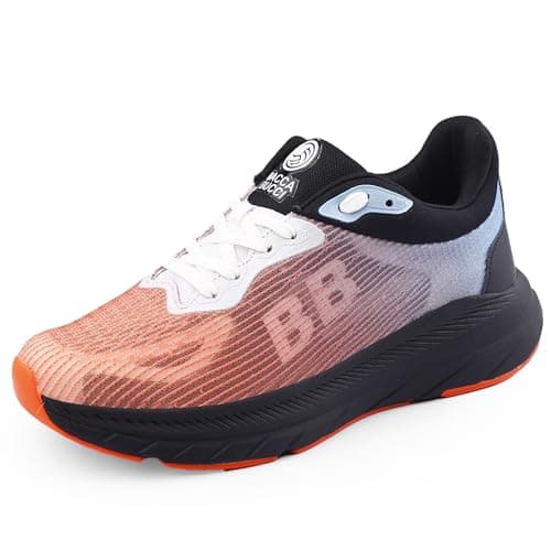 Bacca Bucci Flux Pioneers - Men's Premium Gradient Athleisure Sneakers with Dynamic Flex Sole (Orange and Black, 6)
