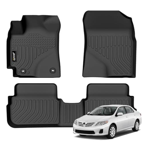 JenofaFloor Mats for Toyota CorollaMatrix FWD 20092013 Pontiac Vibe 20092010 Floor Liner All Weather Car Mats Custom Fit Waterproof TPE Mat for Matrix FWD Accessories Black
