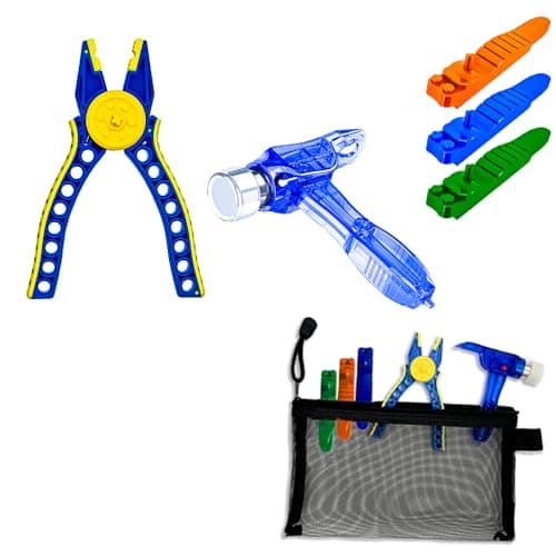 Building Blocks Tool Kit Brick Separator Mini Blocks Tool Set MultiFunctional Hammer Pliers Axle Rods Assortment Pack Compatible with lego technic and Most Major BrandsBlue Stye
