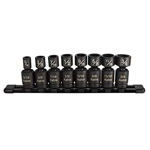 Astro Pneumatic Tool 78340 8-Piece 3/8" Drive Nano Pinless Universal Impact Sockets - SAE