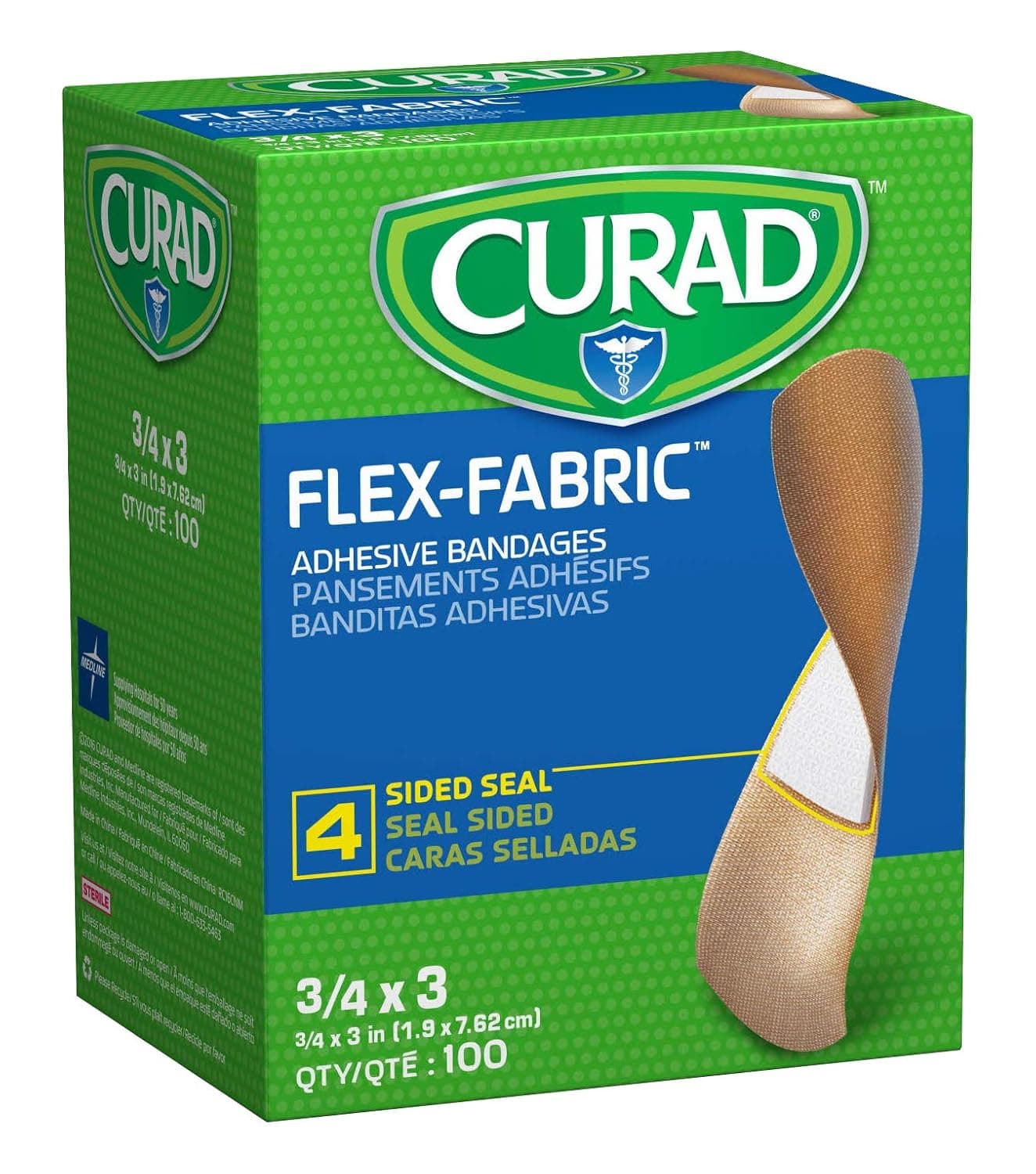 CURAD Flex Fabric Adhesive Bandages Bandage Size is 34 x 3 ALL ONE SIZE Box of 100