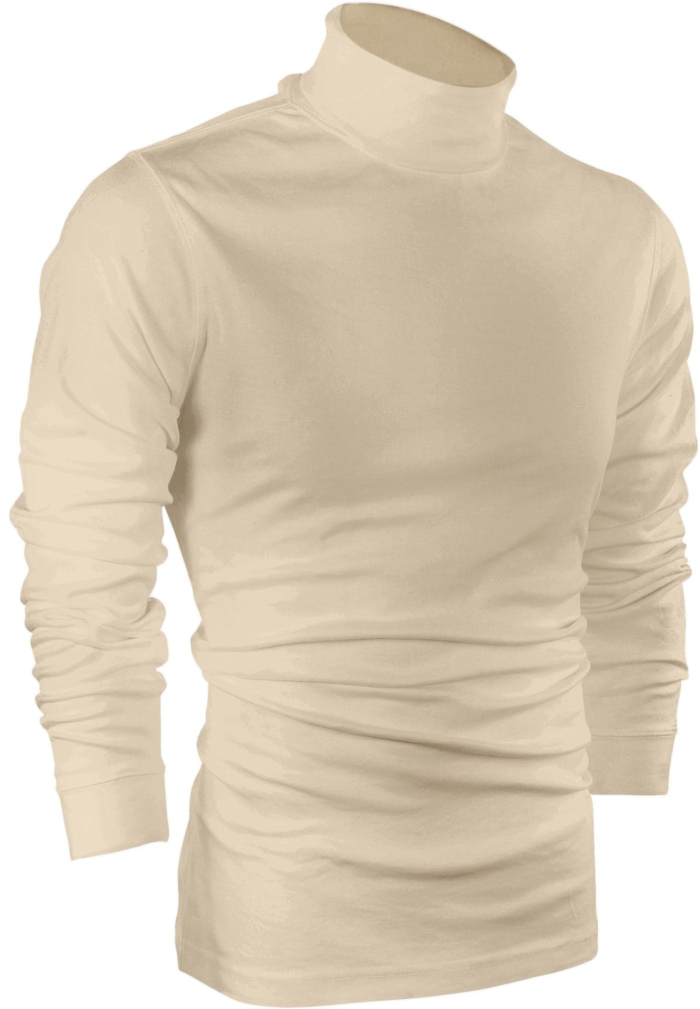 Utopia Wear Men's Turtleneck Slim Fit Lightweight Pullover Top, Large, Beige