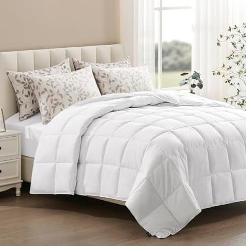 ACCURATEX Lightweight Duvet Insert King Size - Summer Bedding Comforter - 250GSM Filled Thin Duvet - Soft & Breathable, Quilted Comforters with 8 Tabs,White,King 104x90 Inches