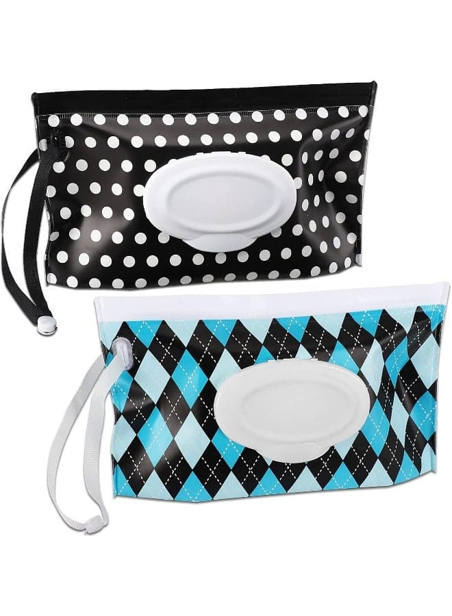 FEBSNOW 2 Pack Baby Wipes Dispenser, Portable Wipe Holder Container, Reusable Wet Wipes Pouch, Lightweight Travel Wipes Case