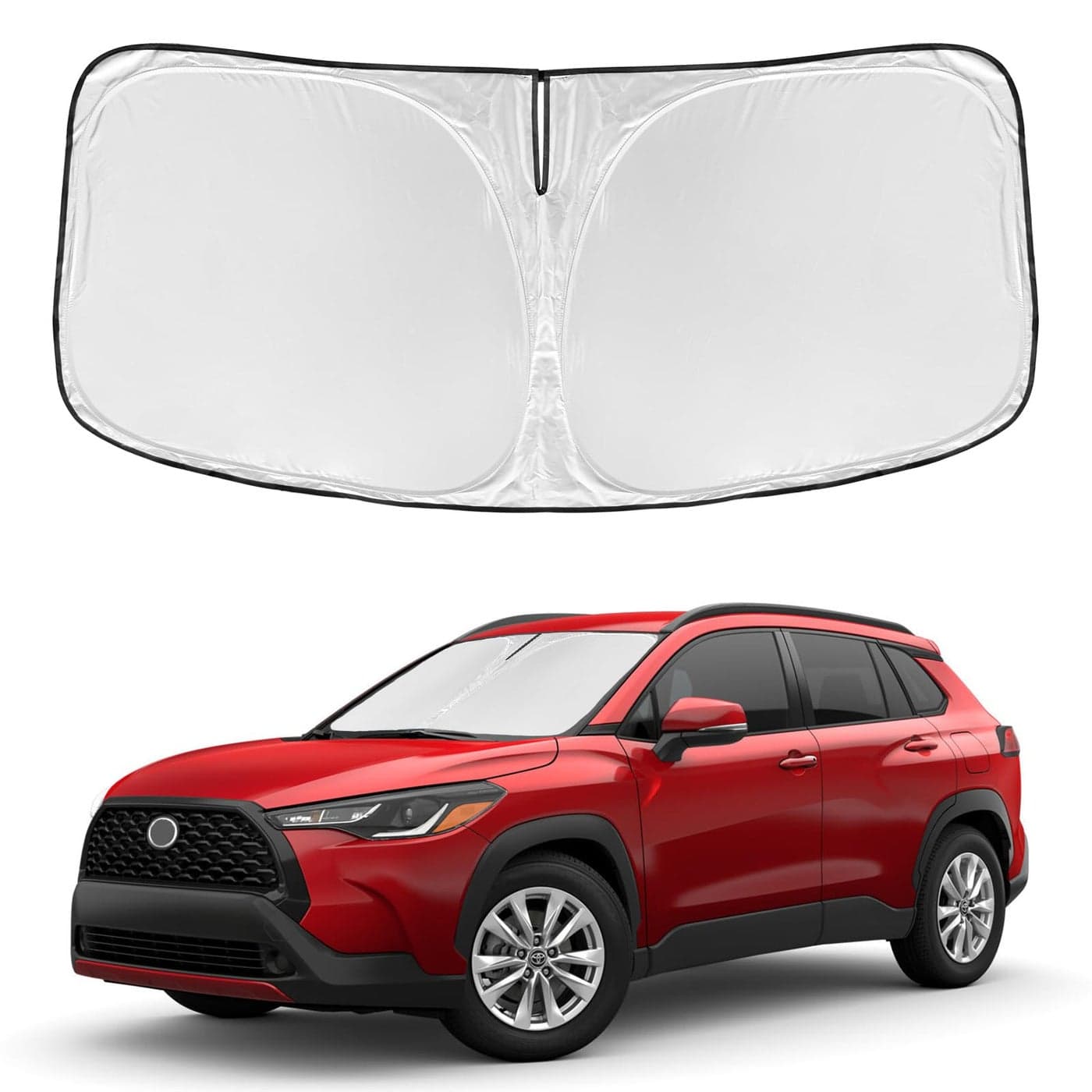 for Toyota Corolla Cross 20222025 2026 Windshield Sun Shade 4 Layers Car Sunshades for Front Windows Shade Cover Custom Fit Corolla Cross Sun Visor 240T Retractable Blocks UV Rays Car Accessories
