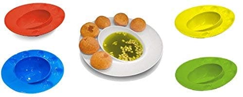 Inditradition Solid Panipuri GOL-Gappe Serving Plates, Food-Grade Plastic Plates (Pack of 4, Assorted Color)